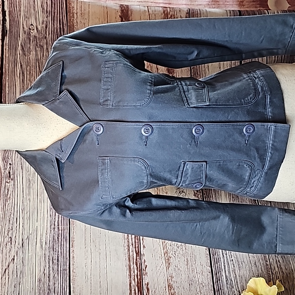 NEW VINTAGE L.L.BEAN BLUE LONG SLEEVE BUTTON-UP CROPPED JACKET - Picture 2 of 16